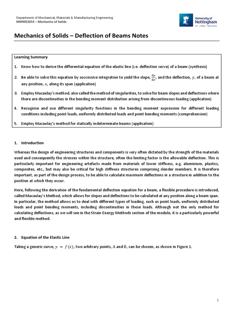 Beam Deflection and Macaulay's Method | PDF | Bending | Beam (Structure)