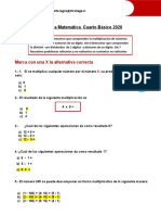 Prueba Matematica 4 Basico