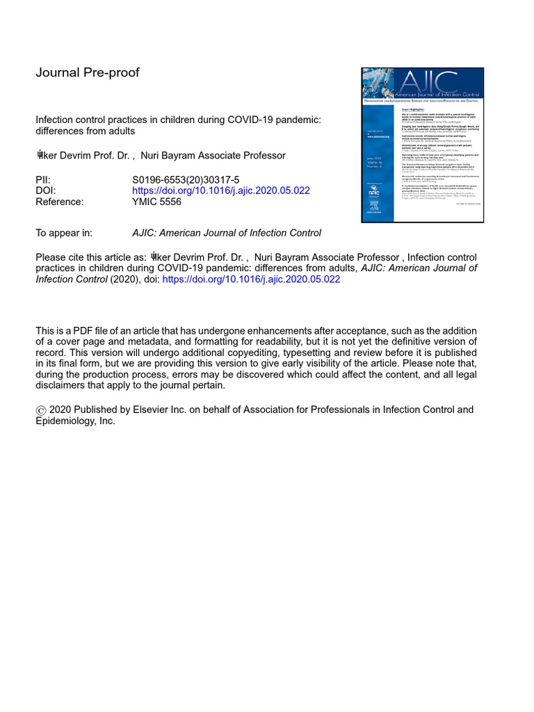 Infection Control Practices in Children During COVID-19 Pandemic | PDF ...