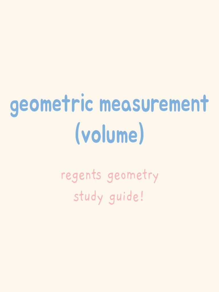Geometric Measurement (Volume) Study Guide | PDF | Volume | Area