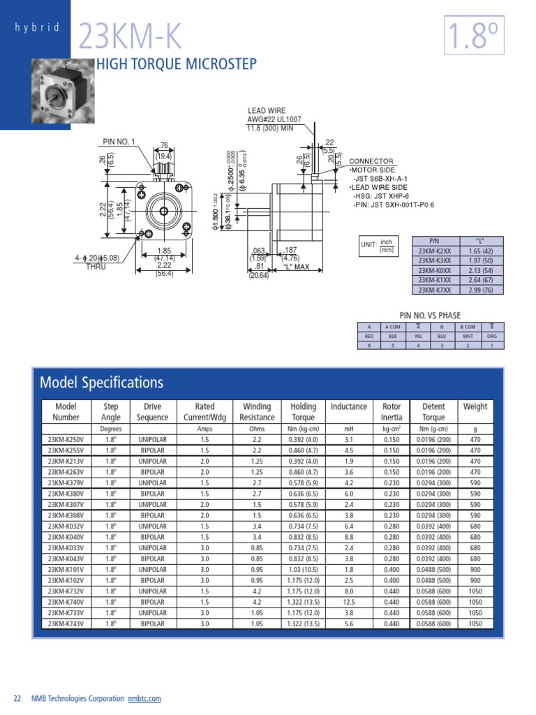 Matsushita 23KM-K Stepper Motor Specs | PDF | Electrical