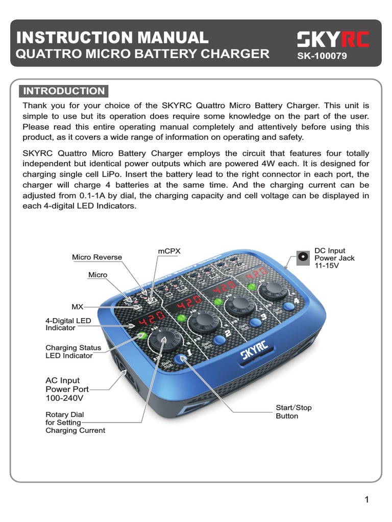 SKYRC Quattro Micro Charger Manual | PDF | Battery Charger | Electrical ...