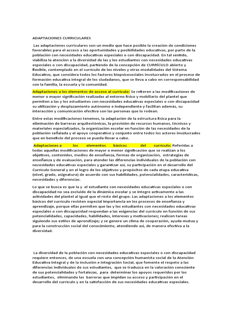 Adaptacione Curriculares | PDF | Plan de estudios | Invalidez