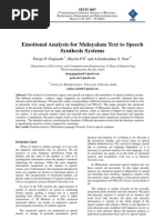 Download Emotional Analysis for Malayalam Text to Speech Synthesis Syst 1 by Madhusudan G S Tumkur SN49631149 doc pdf
