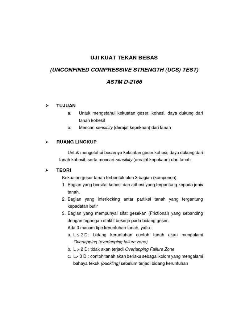 Laporan Uji Kuat Tekan Tanah UCS | PDF