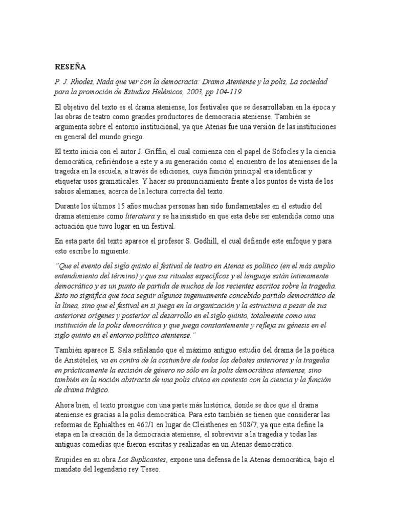 Drama Ateniense y Democracia en la Polis | PDF | Democracia ...