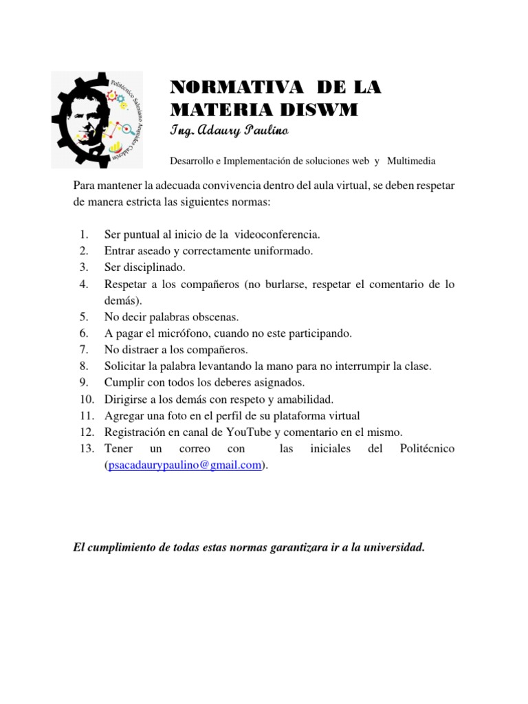 Normas para Aula Virtual DISWM | PDF | Crecimiento personal y profesional
