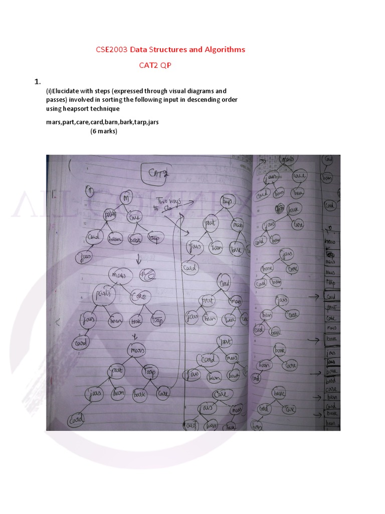 CSE2003 Data Structures and Algorithms Cat2 QP | Download Free PDF ...