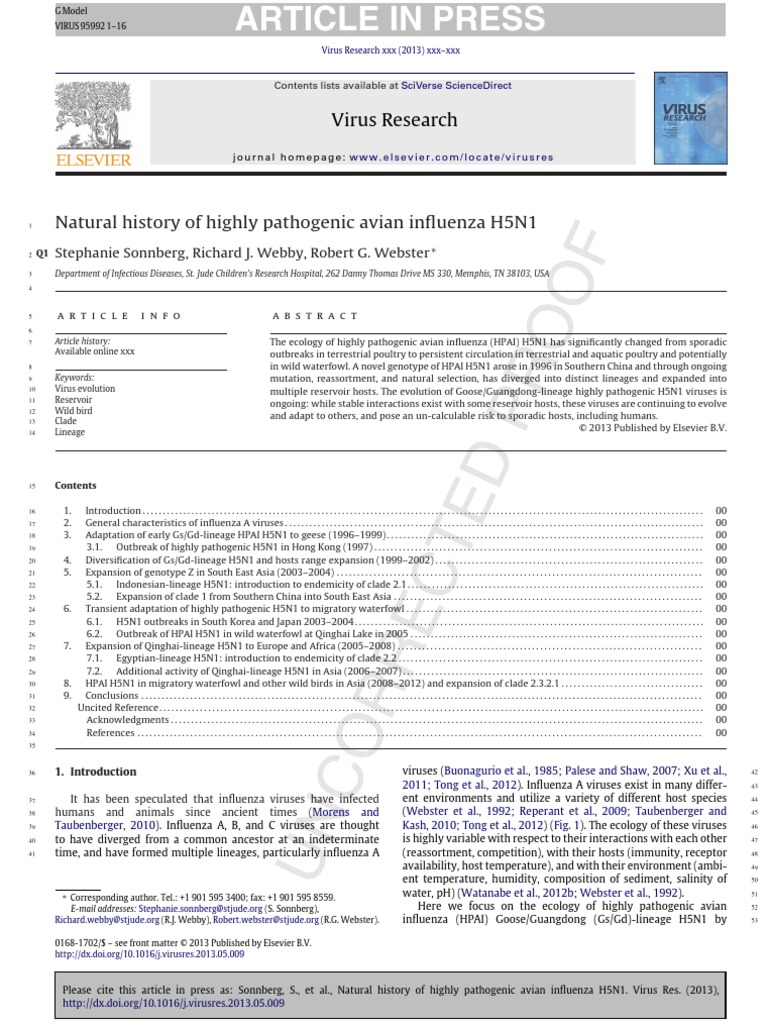 Natural History of Highly Pathogenic Avian in Uenza H5N1: Virus ...