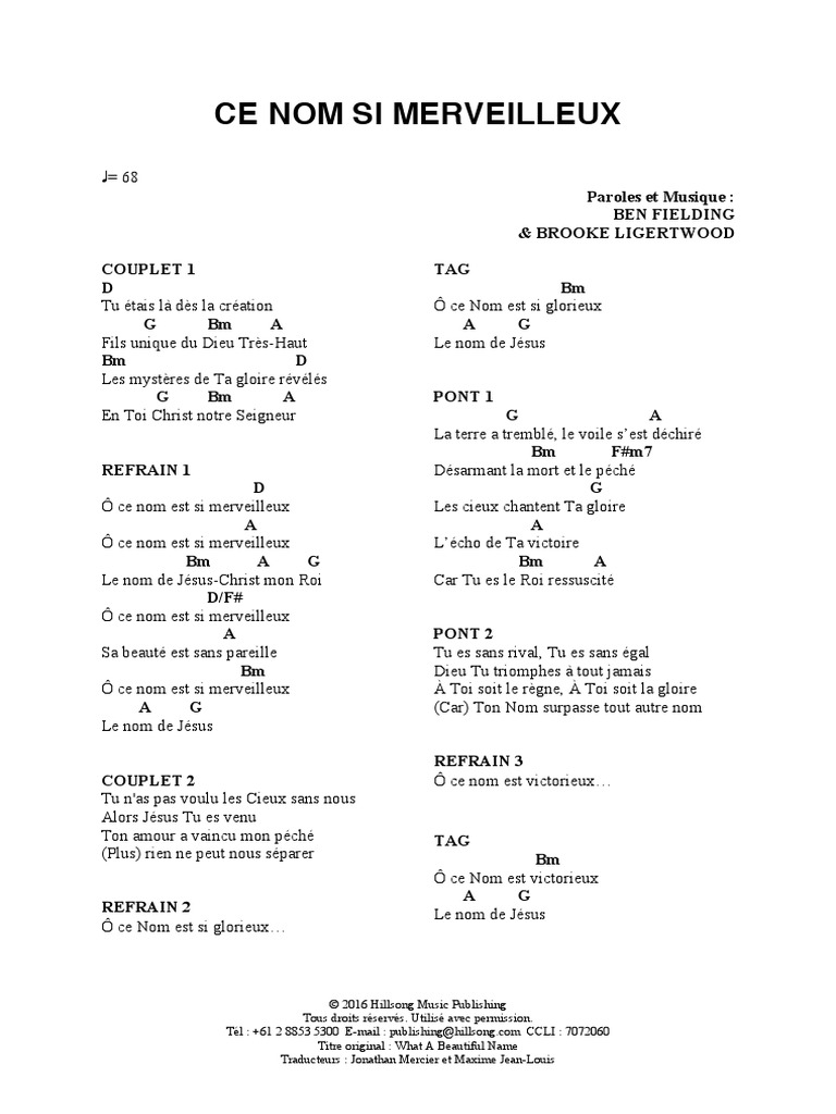 Là Dans Le Feu Hillsong Accords Pdf What A Beautiful Name Accords | PDF | Jésus | Doctrines et croyances  religieuses