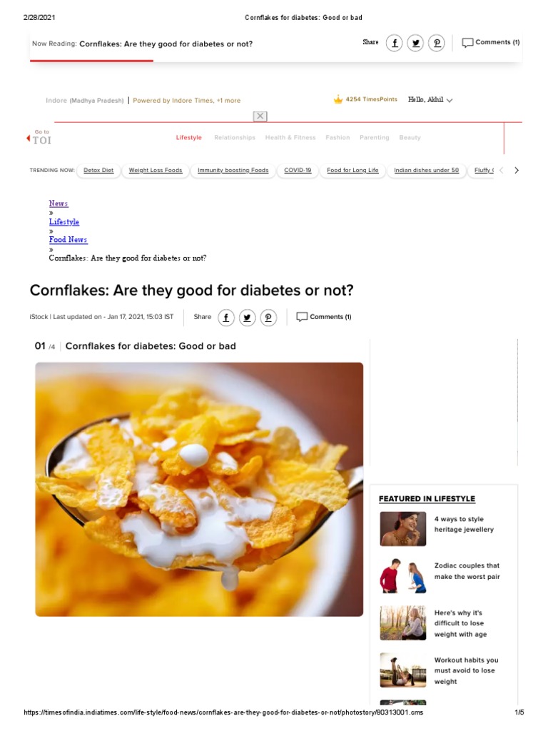 Cornflakes Are They Good For Diabetes or Not? PDF Glycemic Index