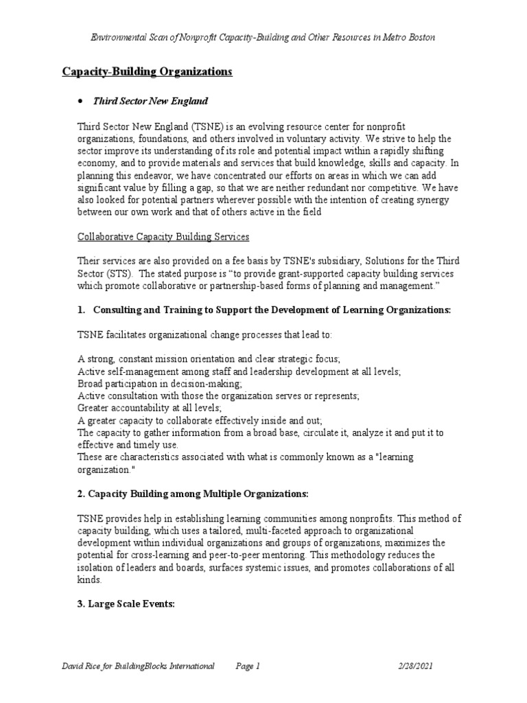 Nonprofit Capacity-Building Resources Boston | PDF | Capacity Building ...
