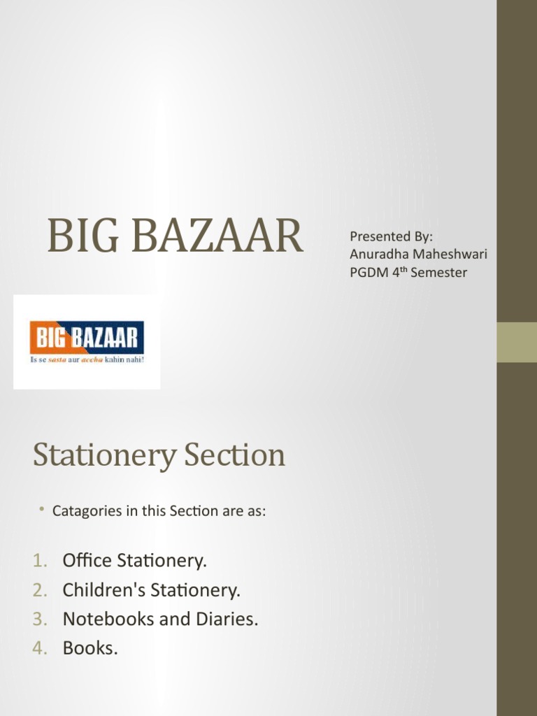 Big Bazaar Stationery Overview | PDF