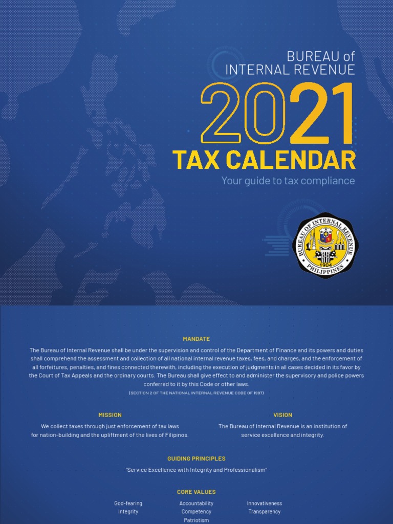 2021 Bir Tax Calendar PDF Withholding Tax Taxes