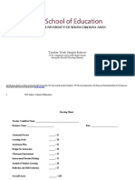 Teacher Work Sample Rubrics: To Be Completed As Part of The Requirements During The Directed Teaching Semester