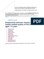 Relationship Between Obesity and Health-Related Quality of Life in Children Aged 7-8 Years