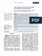 Diagnostic Value of Gastric Shake Test For Hyaline Membrane Disease in Preterm Infant