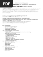 Outline of Technical Writing Syllabus