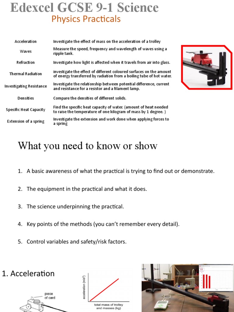 Edexcel GCSE Physics Practical Guide | PDF | Refraction | Electrical ...