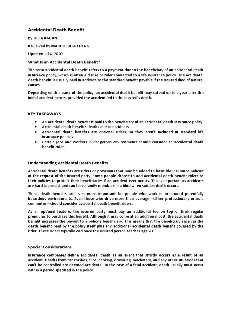 Understanding Accidental Death Benefits | PDF | Life Insurance | Insurance