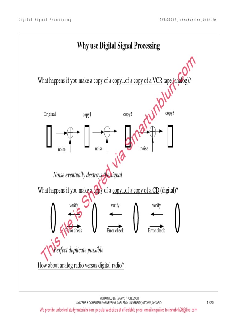 1-SYSC5602 2introduction | PDF | Digital Signal Processing | Modem