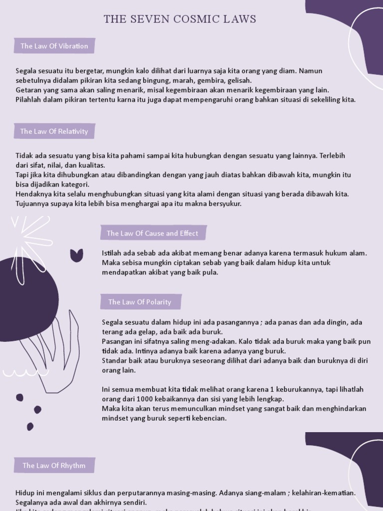 Tujuh Hukum Kosmik dan Maknanya | PDF