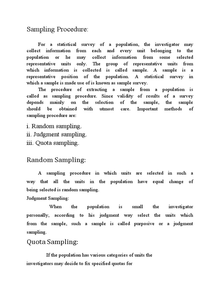 Sampling Procedures in Statistical Surveys | PDF