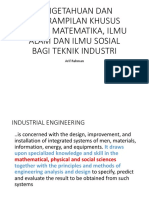Pengetahuan Dan Keterampilan Khusus Dalam Matematika, Ilmu Alam Dan Ilmu Sosial Bagi Teknik Industri