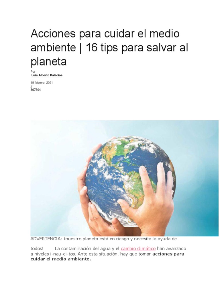 Acciones para Cuidar El Medio Ambiente | PDF | Coche | Residuos