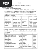 Unit III Amalgamation With Respect To A.S - 14 Purchase Consideration