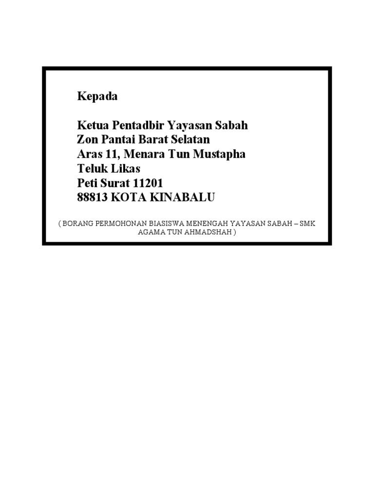 Biasiswa Permohonan Yayasan Sabah  PDF
