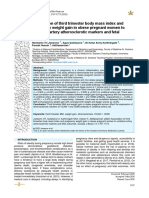 Association of Third Trimester Body Mass Index and Pregnancy Weight Gain in Obese Pregnant Women To Umbilical Artery Atherosclerotic Markers and Fetal Outcomes