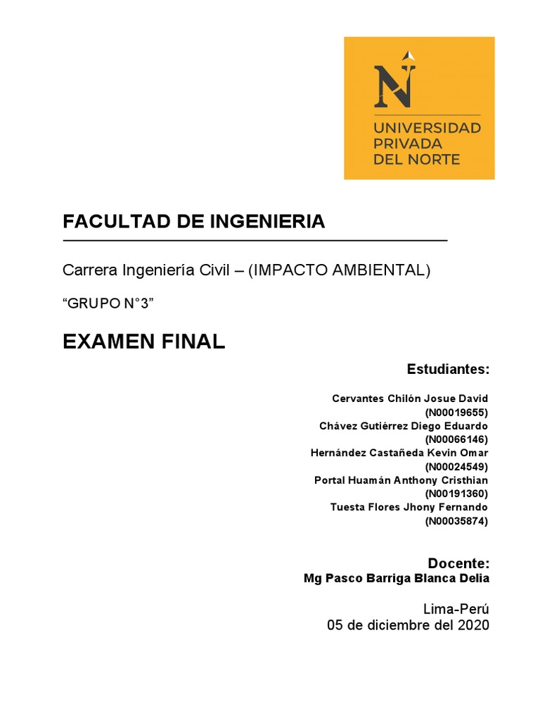 Examen Final | PDF | Evaluación de impacto ambiental | Economias