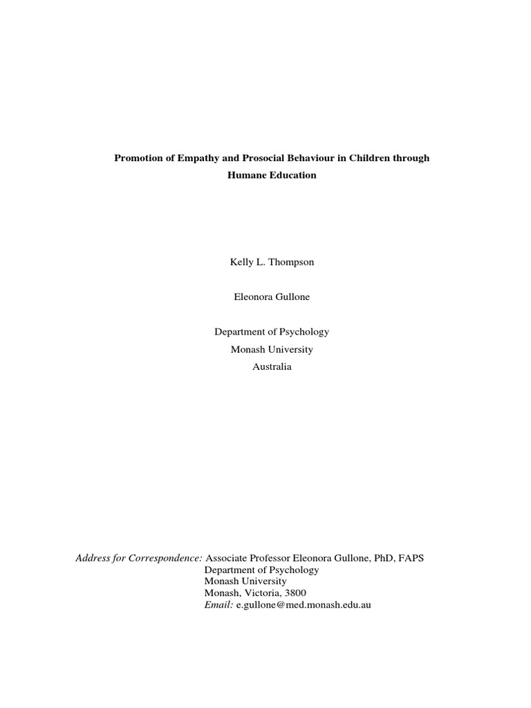 Empathy and Prosocial Behavior in Kids | PDF | Empathy | Violence