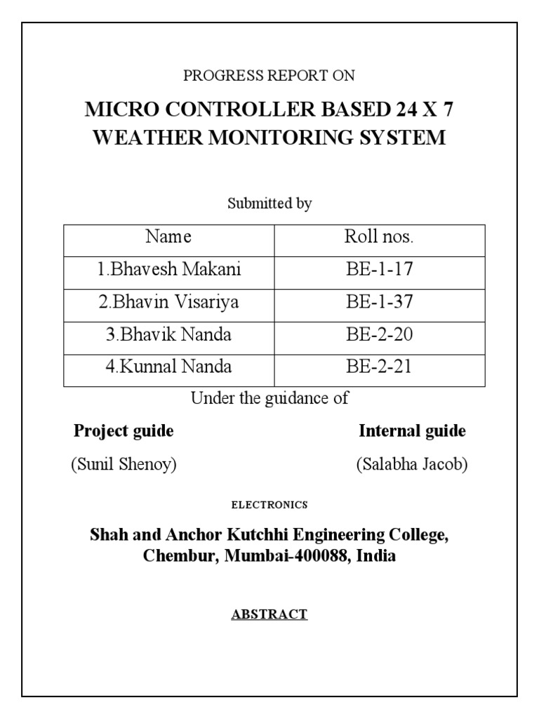 Micro Controller Based 24 X 7 Weather Monitoring System | PDF | Analog ...