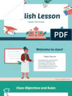 Peach and Blue Illustration English Class Education Presentation