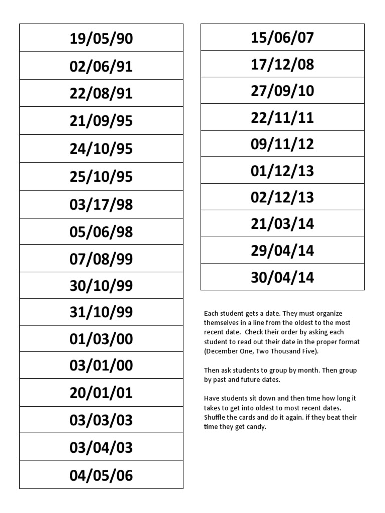 Student Date Organization Activity | PDF