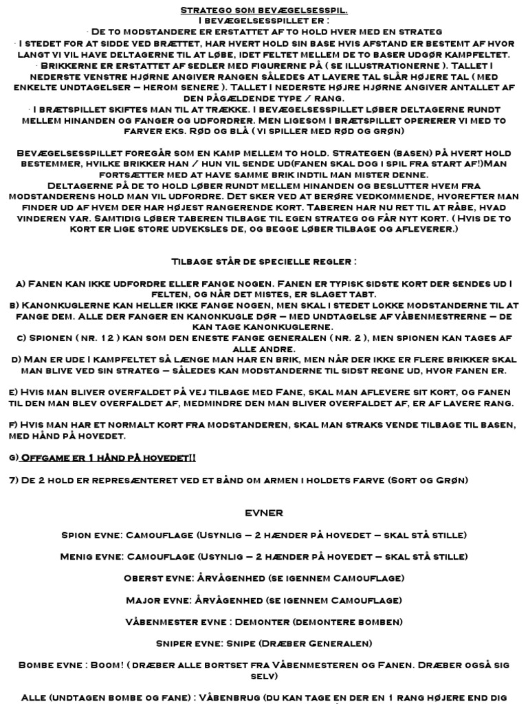 Levende Stratego Regler | PDF