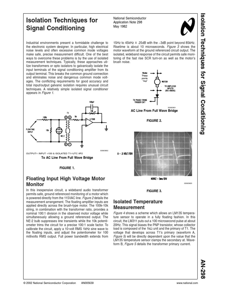 Application Note Isolation Technique For Signal Conditioning PDF Amplifier Analog To