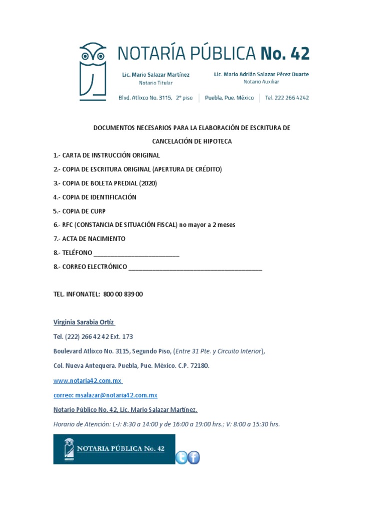 Carta De Instruccion Notarial Para Cancelacion De Hipoteca – ASWV