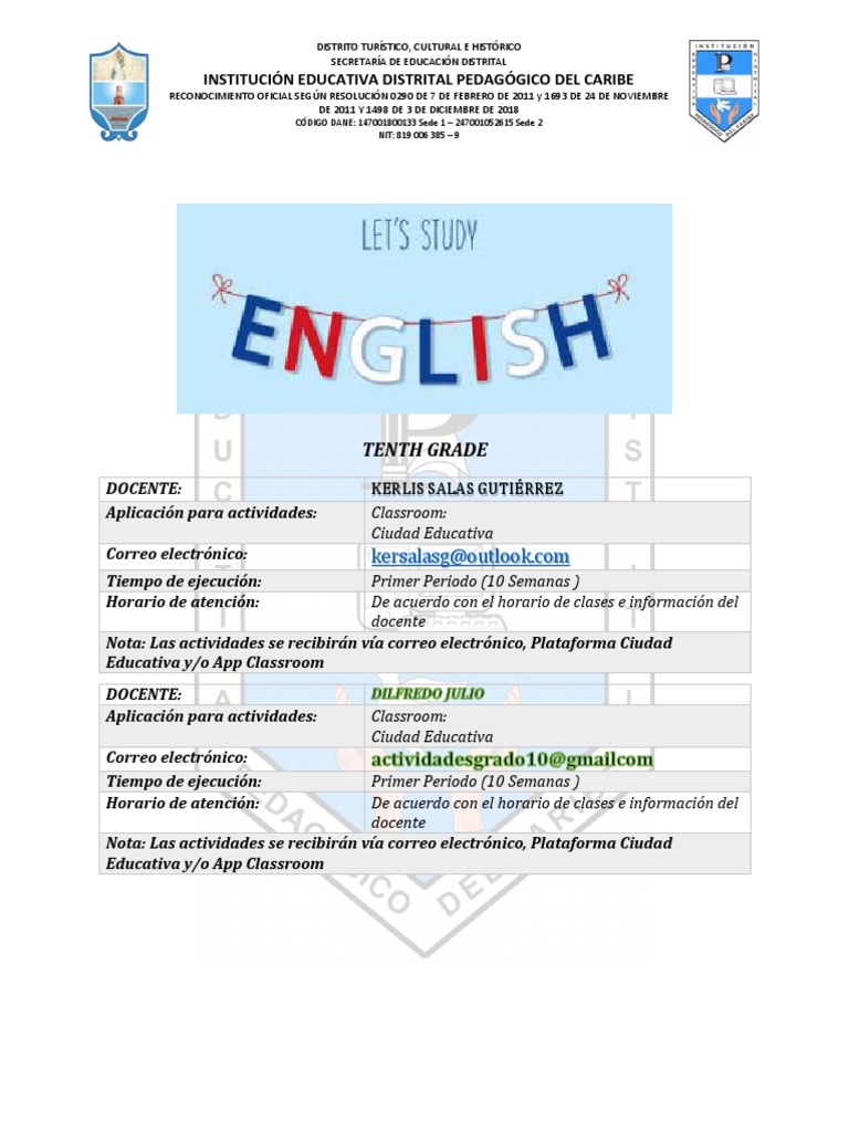 Primer Periodo de Inglés: Clima y Medio Ambiente | PDF | Maestros ...