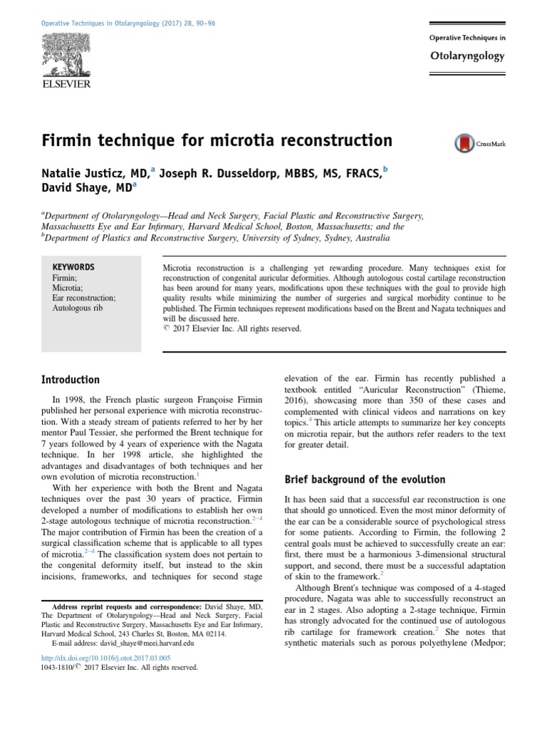 Firmin Technique for Microtia Repair | PDF | Surgery | Plastic Surgery