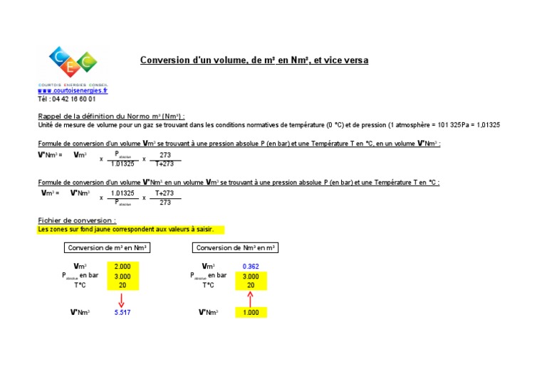 Conversion m3 et Nm3 Guide Pratique PDF — free download