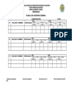 Planilla de Asistencia Semanal PDF