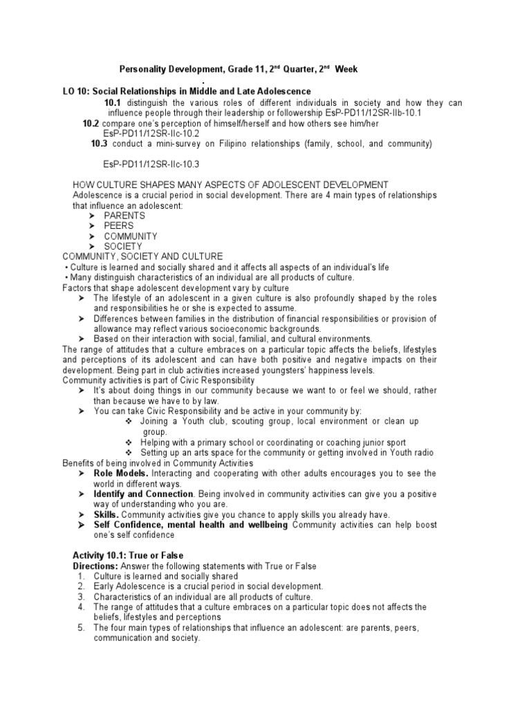 Perdev Q2w2 | PDF | Adolescence | Community