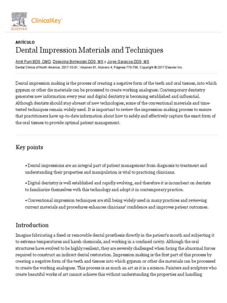 Dental Impression Materials and Techniques ClinicalKey PDF Image Scanner Dentistry