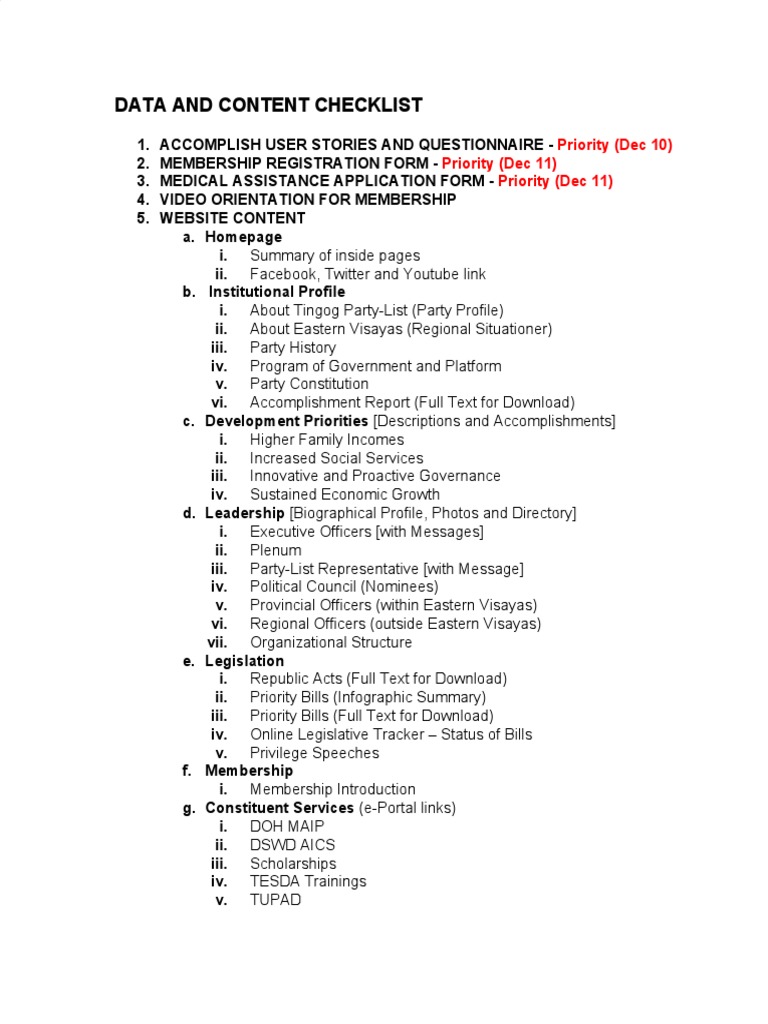 Tingog Party-List Data Checklist | PDF | Facebook | You Tube