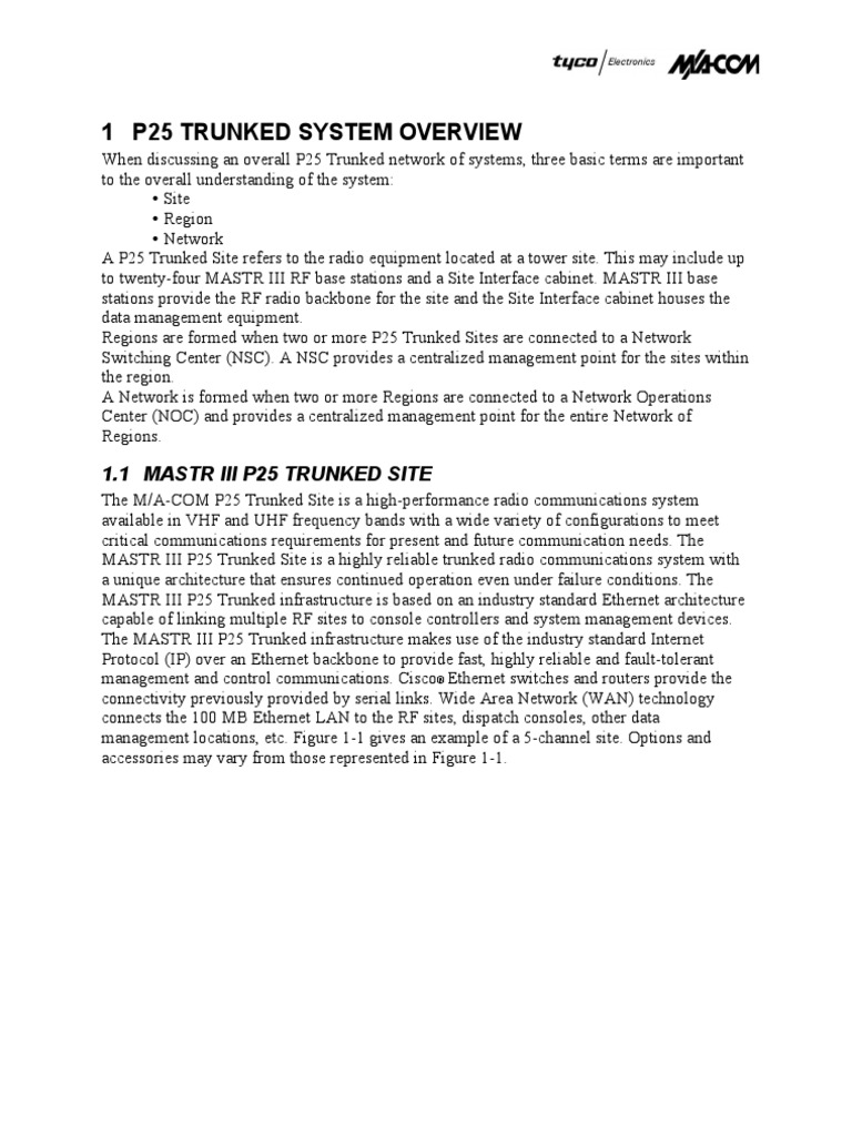 P25 Trunked System Overview PDF Computer Network Network Switch