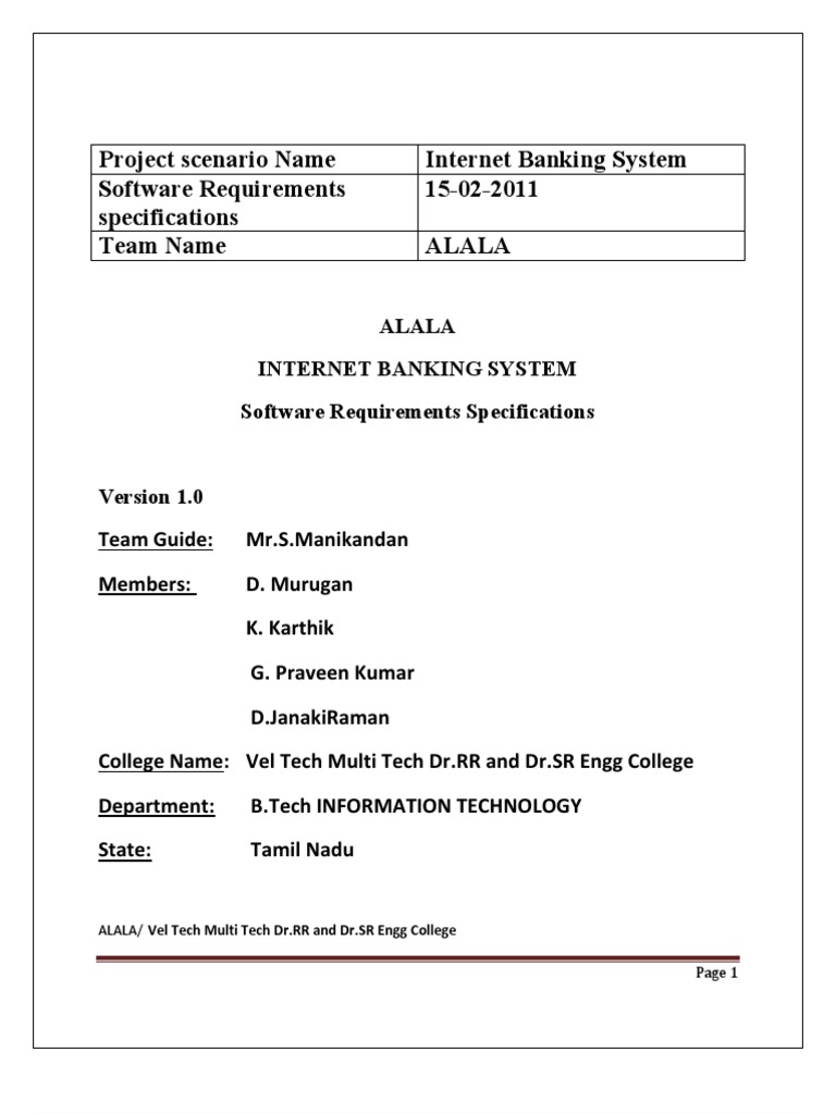 Internet Banking System SRS Document | PDF | Databases | Use Case