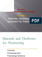 Materials Hardware and Equipment for Prestressing